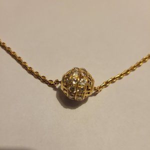 18" Gold Necklace with Gold and Rhinestone sphere
